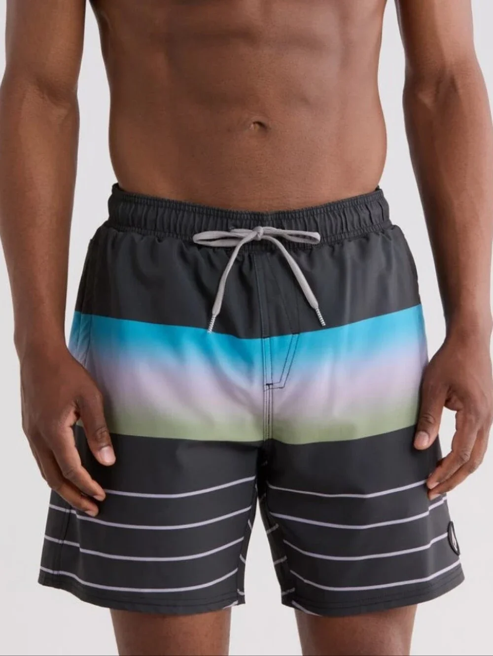 Volcom Men's Black Stripe Swim Trunks